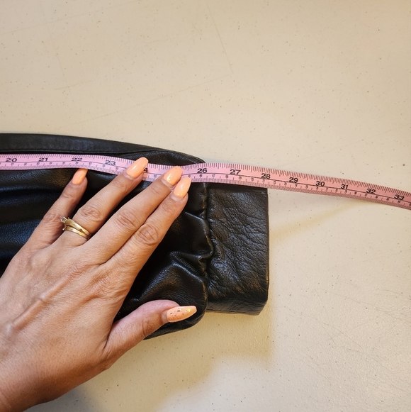 Vintage Black Leather Coat Jacket Midi 90s 1990s Womens Size 1X Loose Oversized - Picture 15 of 15